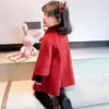 Cappotto Bambina Principessa Natale Giacca di lana Caldo bambino Risvolto Tweed Mantello rosso Primavera Autunno Inverno Capispalla Abbigliamento 110Y 231013