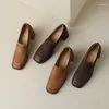 Klänningskor Eagsity Cow Suede Leather Penny Loafer Women Square Heel Round Toe Casual Fashion Ladies Brown Slip On Lazy