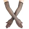 Fünf Fingerhandschuhe Sexy elastisches Netz mit farbigen Flash-Diamanten Bungee-Bühnenaufführung Hohles Fischernetz Punk Hiphop Damen R51 231012