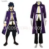 Tema kostym unisex anime cos fairy tail grå fullbuster cosplay kommer outfit halloween jul uniform anpassad sizel231013