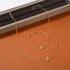 Collana con pendente Arco di Trionfo a doppio strato, bracciale con catenina, placcato in rame, oro vero 18 carati, catena per collare da donna