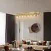 Lumière moderne d'îlot de cuisine en or champagne-lustre de plafond ovale en cristal