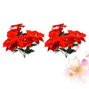 Decorative Flowers 2pcs Artificial Red Poinsettia Bushes Christmas Flower Picks Stems Xmas Table Centerpiece