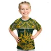 Homens Camisetas Nome Personalizado País África do Sul Flores Bandeira Kid Tamanho Crianças Desgaste 3DPrint Verão Casual Mangas Curtas Camisetas