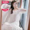 Kvinnors sömnkläder Spring Nightdress Kvinnor Modal långärmad spetsmask Elegant hemklänning Princess Korea Autumn Nightwear Pyjamas