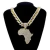 Moda Crystal Africa Map Mapa Naszyjnik dla kobiet mężczyzn Hip Hop Akcesoria biżuterii Naszyjnik Choker Cuban Link Chain Prezent260s