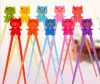 Chopsticks 100 pair Mixed Colors Cartoon Kids Children gift Study Exercise Silicone Head Wholesale 12 LL