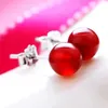 Stud Earrings Red Black Onyx Round Temperament Ladies Girls Boys Simple Shiny Crystal Fashion 2 Colors
