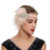 Bandanas 1920s bandana chá festa hairband acessórios trajes rugindo feminino acessório headpiece poliéster noiva baile de formatura