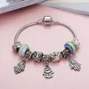 Charme pulseiras pulseira de cristal para mulheres liga bonito prata cor encantos elefante coração forma pingente frisado braclets jóias pul2593