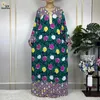 Ethnic Clothing 2023 African Abaya Fashion Long Sleeve Muslim Islam Robe Cotton Printing Floral Lady Summer Maxi Casual Dress With Headscarf