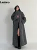 Miscele da donna Lautaro Autunno Inverno Vestire Cappotto oversize lungo casual caldo grigio Cappotto maxi soffice di lana 231012