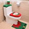 トイレシートカバー3PCセットクリスマスサンタクロースカバーラグホームデコレーションリッドケースバスルームマットXMAS装飾ギフト1310M