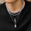 Collane con ciondolo 4 pezzi / set collana di piume set per donna uomo trendy hip hop catena multistrato collo cubano gioielli regalo 2024