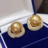 Orecchini pendenti 10-11MM Oro naturale Perla d'acqua dolce 18K Zircone Intarsio Orecchio fortunato Festa Pasqua CARNEVALE GANCIO SOLIDO SAN VALENTINO