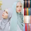 Luxe Designer Satijn Chiffon Hijab Sjaal Vrouwen Moslim Mode Crinkle Sjaal Big Size Rimpel Vrouwen Sjaals Tulband Bandana 2519