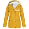 Women's Trench Coats Custom Your Logo Velvet Warm Outdoor Hoodie Jackets For Women Windproof Solid Coat Diy Print Hiking Hooded Overcoat