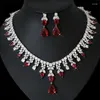 Ensemble de boucles d'oreilles et collier, 6 couleurs, costumes, bijoux en Zircon à paillettes, pour fête de mariage, strass, ensembles de luxe, boucles d'oreilles africaines