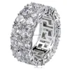 Z bocznymi kamieniami Hip-Hop męski pierścienie z bocznymi kamieniami podwójne rzędy małego pierścienia duże CZ Stone Party Rozmiar 7-11 pierścień biżuterii dhxiz