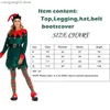 Costume à thème Eraspooky Deluxe Santa Claus Helper Cosplay Femmes Robe Vert Elfe de Noël Venez pour adulte Atelier de Noël Nouvel An Tenues Hommes T231013