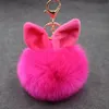 Wholesale Faux Fur Ball Keychain Key Chain For Girls Women Kids Children Design Easter Bunny Ears Furry POMPOM Key Chain DF296