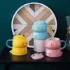 Mokken 3D Dinosaurus Kindermok Keramiek Kantoor Schattig Koffie Grappig voor kinderen Beker met deksel Ongewoon water van kopjes Drinkgerei Cadeau 231013