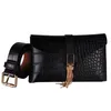 Midjepåsar Fashion Soft Leather Belt Bag For Women Luxury Tassel Ladies Svart midja påsar Telefonficka avtagbar Fanny Packs G141 231012