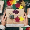 Decorative Flowers Hang Leaf Tags Maple Paper With String Mti-Function Leaves For Thanksgiving Wedding Diy Gift Dhriz