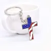 Modna i minimalistyczna amerykańska flaga flagowa klawisza flaga Flaga upuszczenie oleju niebieski czerwony biały klawisz stopu cynku