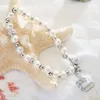 Link Armbanden KONGMOON Kunstmatige Parel Kralen Rose Goud Kleur Moeder Gift Vrouwen Sieraden Rvs Ball Chain Kralen Armband