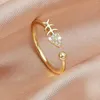 Wedding Rings Trendy Fishbone Ring For Women Inlaid Zircon Adjustable Opening Finger Party Gifts Arrivals 2023 Jewelry