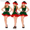 Tema Kostüm Yeşil Noel Ağacı Kıyafet Mini Elbise Yetişkin Kadınlar Noel Partisi Üniforma Noel Baba Cosplay Seksi Bunny Bandage Sleeless T231013