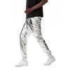 Męskie spodnie męskie błyszczące srebrne metaliczne jogger dresowe spodnie dresowe hip -hop mokro spustów menu klub festiwal festiwal streetwear pantalones hombre 231013