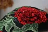 Береты 11-ши, зимний шерстяной фетр, красный цветок, зеленые листья, красивый женский берет с ручным бисером, женская шапка для отдыха, кепка художника 231013