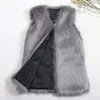 Coletes femininas Mulheres Faux Fur Colete V-Pescoço Sem Mangas Outerwear Elegante Colete de Inverno Jaqueta Quente para Streetwear