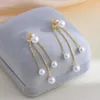 Kolczyki stadnorskie 18K Gold Splated Fashion Pearl For Women Trendy Girl Earring Female Party Jewelry Gift Hurt