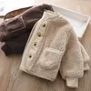 Para baixo casaco outono inverno meninos roupas para meninas coreano cardigan granular veludo solto cordeiro quente jaqueta infantil 231013