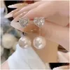 Stud 925 Sier Needle Pearl Earrings For Women Simple Love Shaped Diamond Fashion Versatile Temperament New Jewelry Earrings Dhz8T