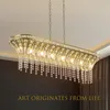 Lumière moderne d'îlot de cuisine en or champagne-lustre de plafond ovale en cristal