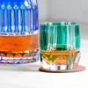 Japansk stil hantverk edo kiriko glas set shochu skull kopp 1 flaska och 2 koppar glas grön decanter handskurna whisky glasögon