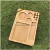 Other Smoking Accessories Natural Wood Rolling Tray Portable Household With Groove Exquisite Square Tobacco Roll Trays Cigarette Dro Dh1Gr
