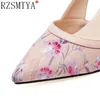 Dress Shoes Women Fashion Color Block Embroidered Pumps 2022 Ladies Designer Brand Sandals Pointed Toe High Heels 231013