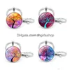 Nyckelringar Tree of Life Glass Cabochon Key Ring Time Gem Keychain Hanging Fashion Jewelry Will and Jewelry DHXVN