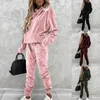 Women's Tracksuits Women's Sweatsuit Set Velour Long Sleeve Hoodie and Pants Sport Sweat Suits 2 Piece Jogging Tracksuits Outfits S-XXXL 231010