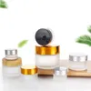 5g 10g Glass Jar Face Cream Bottle Cosmetic Empty Container with Black Silver Gold Lid and Inner Pad for Lotion Lip Balm Mjwrw