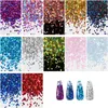 Acrylpulver, Flüssigkeiten, 15 Beutel, 150 g, 1 mm, holografischer Glitzer, Pailletten, Nagelkunst, Dekoration, glänzende Meerjungfrauenflocken, Nägel, Zubehör, Zubehör, Profi-Set 231012