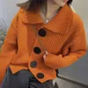 Womens Sweaters Knitted Cardigan Women Sweater Turndown Collar Chic Big Button Loose Korean Warm Autumn Winter Cardigan Y2K Coat 231013