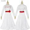 Themenkostüm Anime Conjing Doll Annabelle Kleider Cosplay Comes Ghost Doll Weißes Kleid Rock Frauen Mädchen Kinder Perücke Weihnachtsfeier GeschenkeL231013