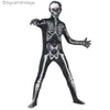 Tema kostym barn roliga zomble skelett bodysuit zentai come barn fancy klänning pojke flicka halloween carnival party performance klädl231013