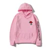 Men's Hoodies Sweatshirts Harajuku Hoodie Men Fashion Red Rose Flower Sweatshirt with print Autumn Winter Strtwear Men Women Casual Pullover Hoody male T240425